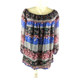 I. N. Studio Women's Shirt Size 2 X Peasant Boho Quarter Sleeve Elastic